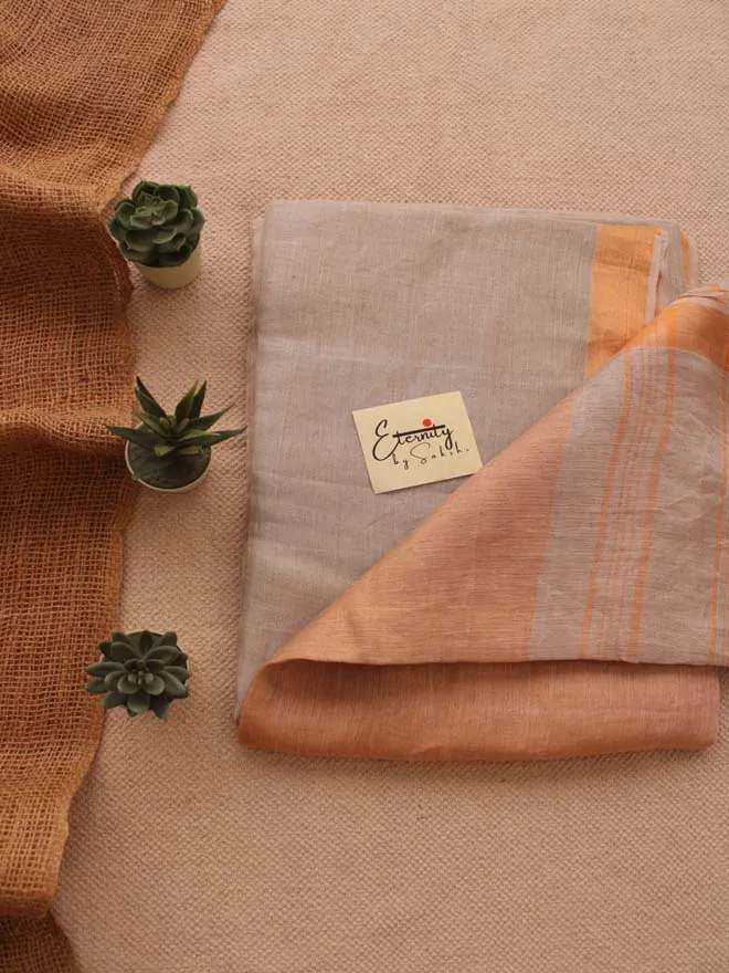 Copper Metallic Linen Saree
