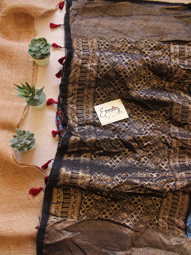 Indigo Dola Ajrakh Saree1