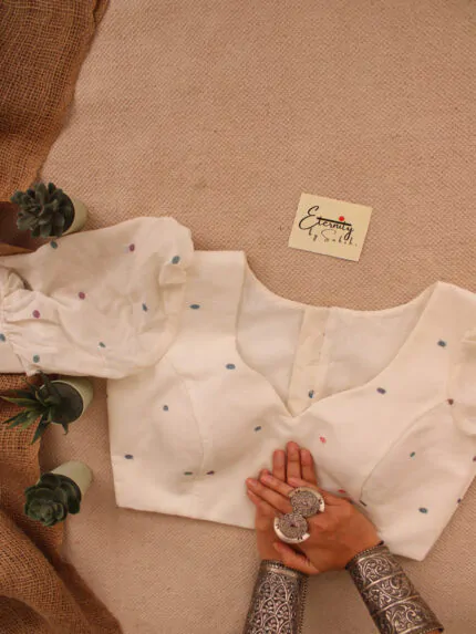 White Polka Blouse