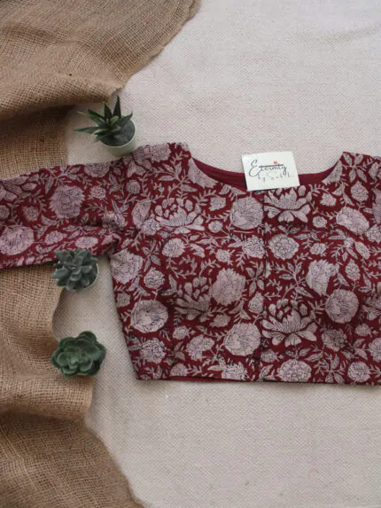 Maroon Block-print Blouse
