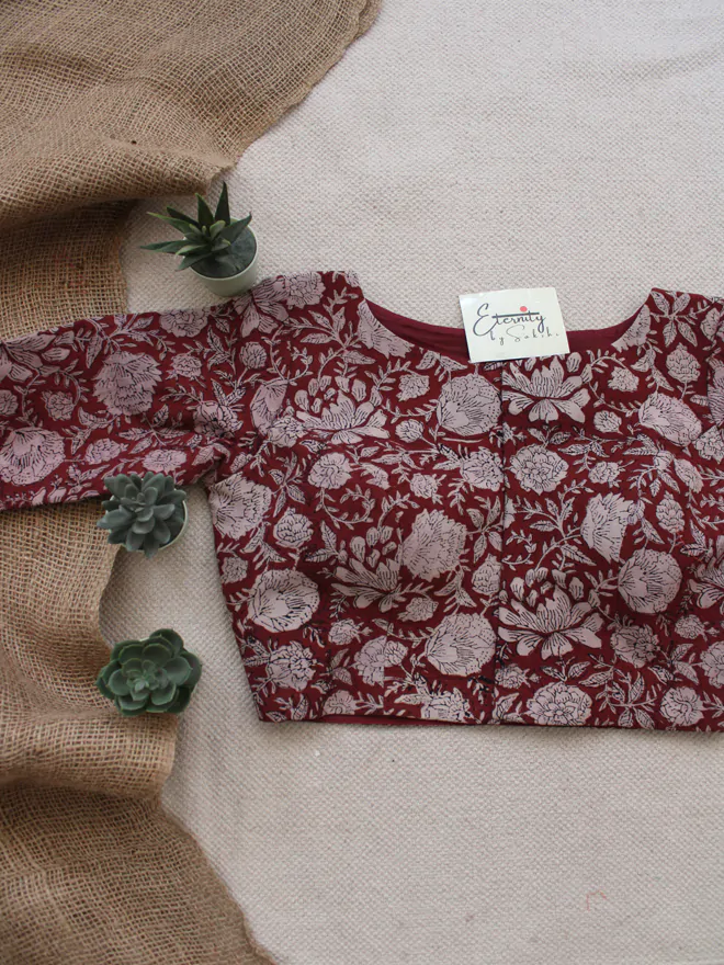 Maroon Block-print Blouse