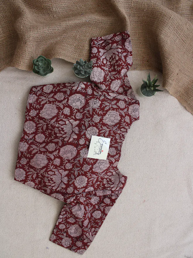 Maroon Block-print Blouse