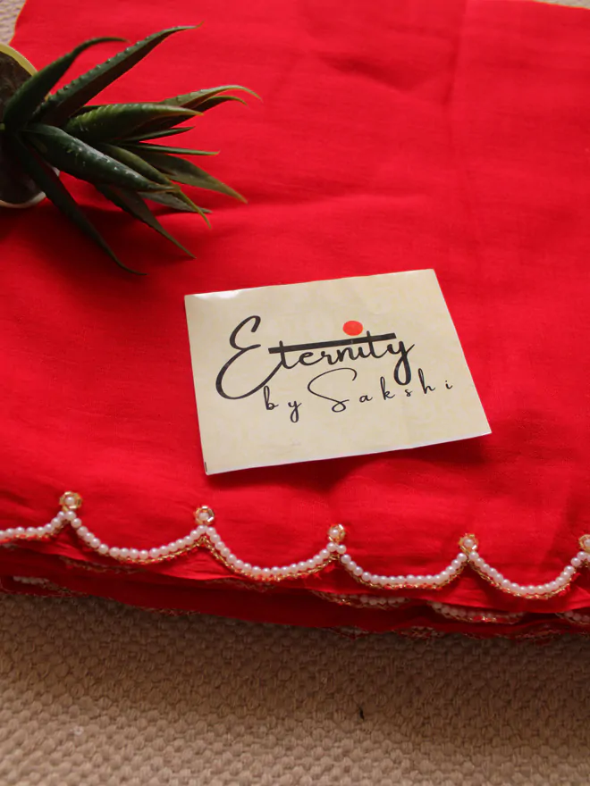 Red Pearl Saree