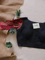 Red Sleeves Black Ajrakh Blouse