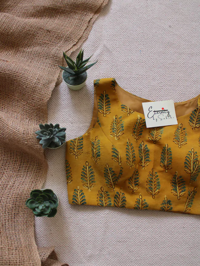 Turmeric Ajrakh Blouse