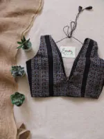 Black Blue Ajrakh Blouse